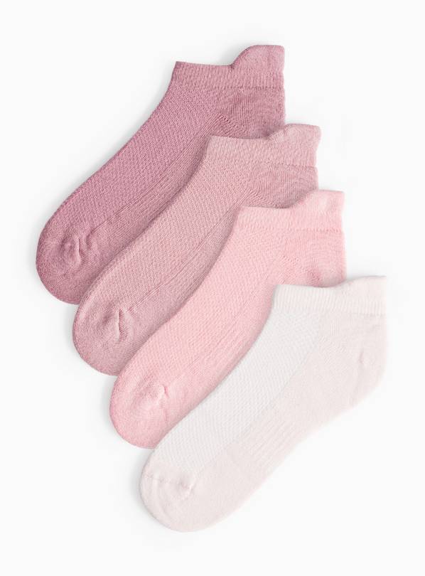 Pink Sports Cushioned Trainer Socks 4 Pack 4-8